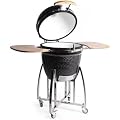 Kokomo Grills Kamado Ceramic Bbq Grill | Premium Charcoal Grill Smoker Oven Outdoor Cooking | Ceramic Kamado with Stainless Steel Grid Folding Shelves Built-In Thermometer Stylish Durable Design