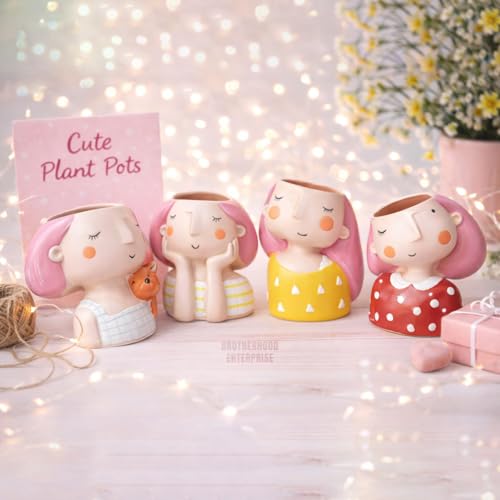 Image of Poly Resin Pot, Yellow, 4 Pieces, 8.5 Cm X 4 Centimeters
