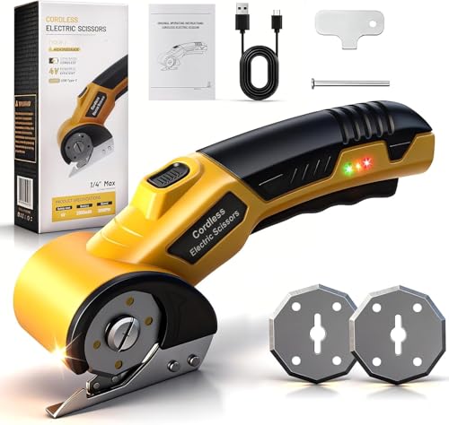 Electric Scissors, Cardboard Cutter, With LED Light, High-Efficiency Brushless Motor, 2000mAh...