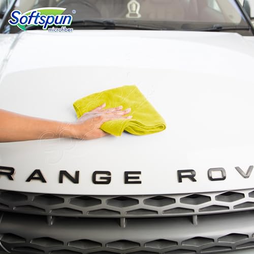 Image of SOFTSPUN Microfiber Cloth - 5 pcs 40x60 cms 340 GSM Yellow Thick Lint & StreakFree Multipurpose Cloths Automotive Microfibre Towels for Car Bike Cleaning Polishing Washing & Detailing.