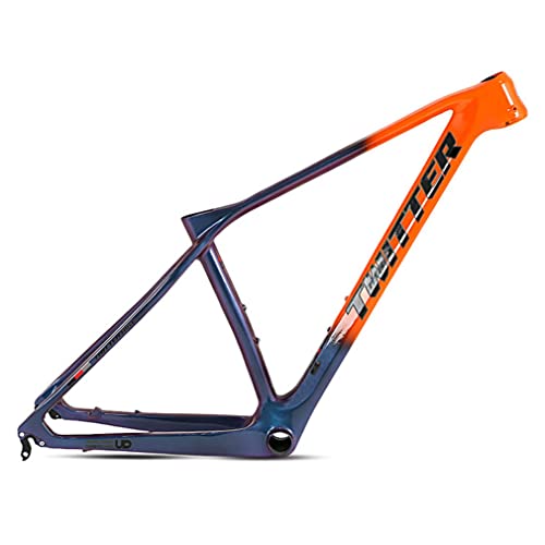 Mountain Bikes Frame Carbon 27.5er/29er Hardtail Mountain Bikes Frame 15''/17''/19'' Disc Brake Discoloration Frame Ultralight Quick Release Axle 135mm?For 27.5/29 Inch Wheels ( Color : Orange , Size