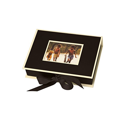 (352514) Kleine Fotobox mit Einschubfenster black (schwarz) - Aufbewahrungsbox für Bilder - Geschenk-Box für Schmuck - 20,7x15,3x4,7 cm