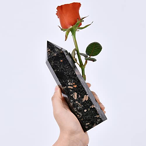 CNYANFEI 8インチ 大型 翡翠 クリスタルタワー 天然梅 宝石 ワンド ポイント 六角形 クリスタルワンド ホームデコレーション クリスタルガードロックギフト