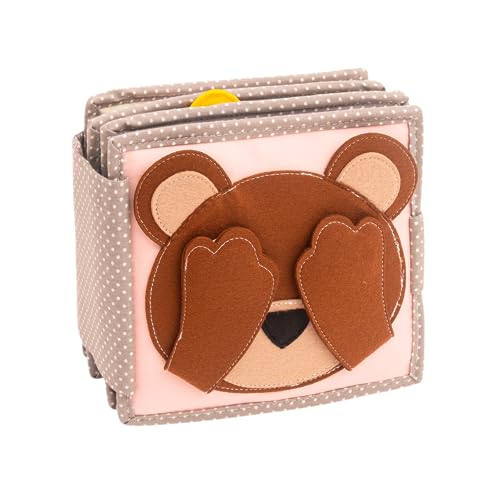 Jolly Designs Mini Quiet Book Peek-a-Boo, Montessori Toy from 6 Months, Promote Motor Skills & Sensory Perception