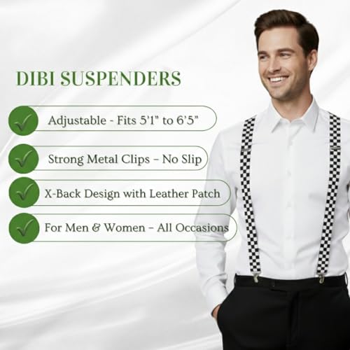 Image of Dibi Suspenders for Men - Adjustable X back Suspender with 4 Strong Clips