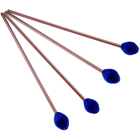 Vankcp 2 Pair Marimba Mallets Medium Blue Hard Yarn Head Keyboard Marimba Mallets for Percussion Marimba Playing Glockenspiel Marimba (Style 2) Cover