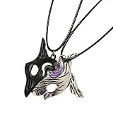 LAUPVXA LOL Kindred Couple Necklace, Wolf and Lamb Mask Pendant matching necklace for couples, Eternal Hunters Couples Pendant Give Closest Person-C