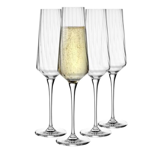 Krosno Kristall Sektgläser 4er Set, 200 ml – elegante Champagner- und Proseccogläser, modernes Design, bleifreies Kristallglas, spülmaschinenfest