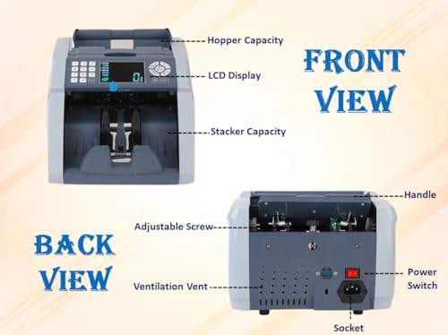 Image of ELCONS Note Counting Machine BANKO-90 | High-Speed Cash Counter 1000 Notes /Min | Fake Note Detection with UV, MG & IR Sensors | Automatic Value Detection | LED Display & Batch Counting (Grey)