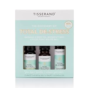 Tisserand Aromatherapy – Total De-Stress Discovery Kit – Roller Ball, Massage & Body Oil & MoodFix Mist – 100% Natural Pure Essential Oils – 2x9ml, 1x10ml