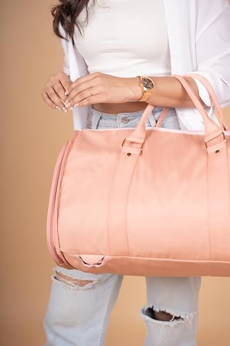 Image of Bayne Convertible Large Size Garment Duffel Bag for Travel, Carry on Garment Duffel Bag for Men and Women - 2 in 1 Hanging Suitcase Suit Travel Bag (Nylon, Pink)