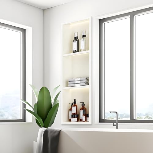Niche de douche inox étanche pour organiser les plateaux et flacons de douche
