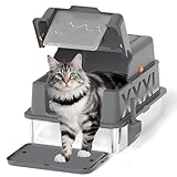 Homegroove XXXL Stainless Steel Litter Box with Lid, 28''x20''x18'' Extra Large Cat Litter Box with Litter Scoop & Pedal, Enclosed Metal Cat Litter Pan for Large & Multi-Cats, Anti-Leakage (Grey)