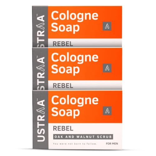 Image of Ustraa Rebel Cologne Soap with Oak & Walnut, 3 x 125 gm | Triple-milled Soap | Mild Exfoliation with Walnut Granules | Gives Lasting Fragrance (Pack of 3)