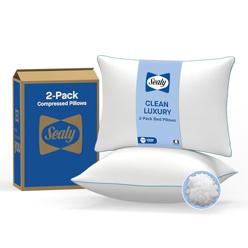 Sealy Clean Luxury Slumber - Juego de 2 Almohadas estándar para Cama Queen