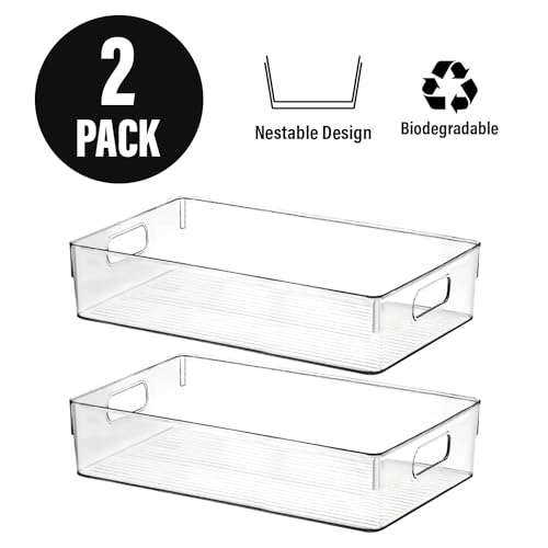 Image of ShelfShaper Clear Plastic Storage Bins, Perfect for Kitchen Organization or Pantry Organization and Storage, Fridge Organizer Plastic Bins, Pantry Organization and Storage Bins, Cabinet Organizers
