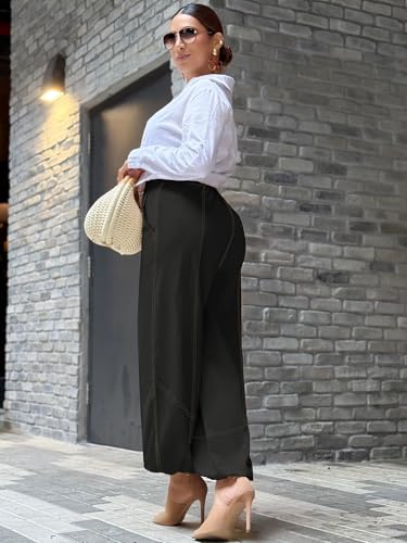 ZAFUL Women Casual Linen Pants Lightweight Drawstring Elastic Waist Lounge Linen Summer Fall Pants with Pockets3