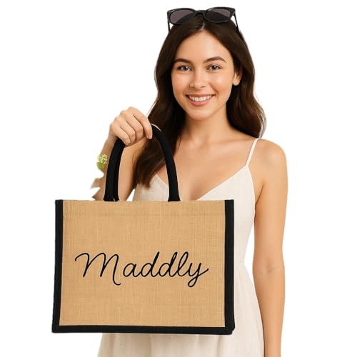 Customizable Jute Bags, Text or Logo, Create Your Own Design, Burlap Bags For Beach, Shopping, Travel Tote Bag3