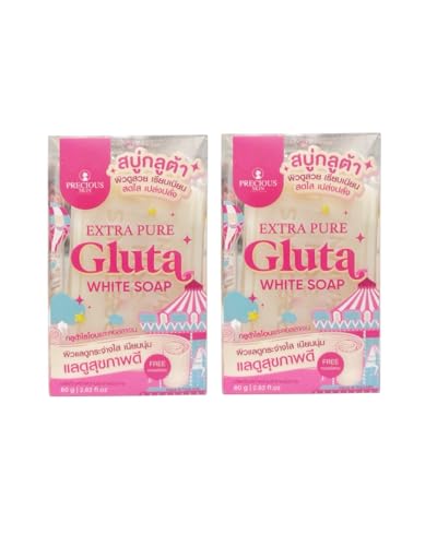 2 Bars Precious Skin Extra Pure Gluta Soap with Glutathione & Collagen – Gentle Body Cleanser Bar for Smooth, Radiant-Looking Skin – 80g / 2.82 fl oz