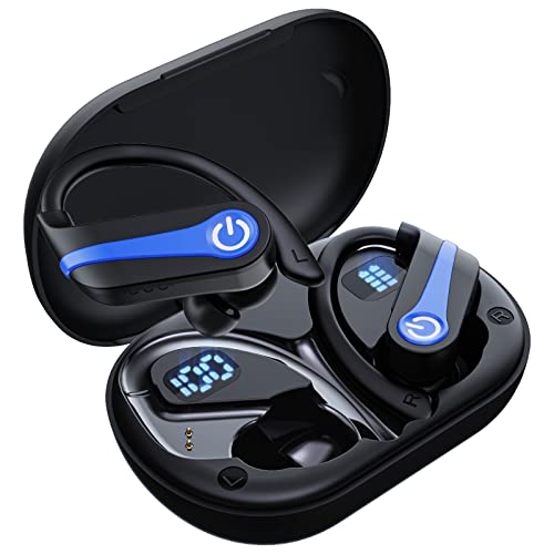Akscruid Ear Buds Wireless Bluetooth Earbuds 120Hrs Playtime Bluetooth 5.3 Noise Cancelling Earbuds with Wireless Charging Case IPX7 Waterproof Wireless Bluetooth Earphones with Earhook for Sports