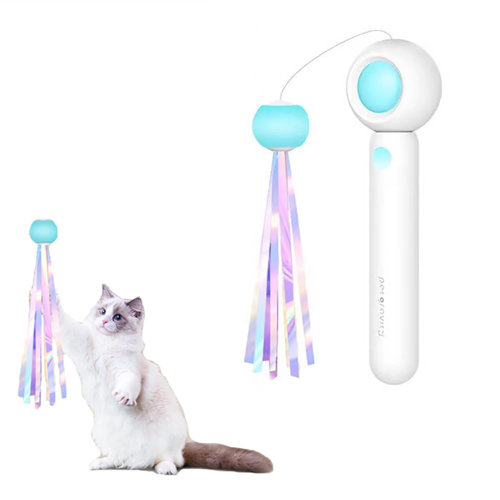 EFYUE Cat Wand Toy Interactive Cat Toy Funny Cat Toys Retractable Cat-teasing Stick Cat Wand Toys for Indoor Cats Cat Toys Cat Toy Indoor Cats Cat Teaser Cat String Toy (blue)