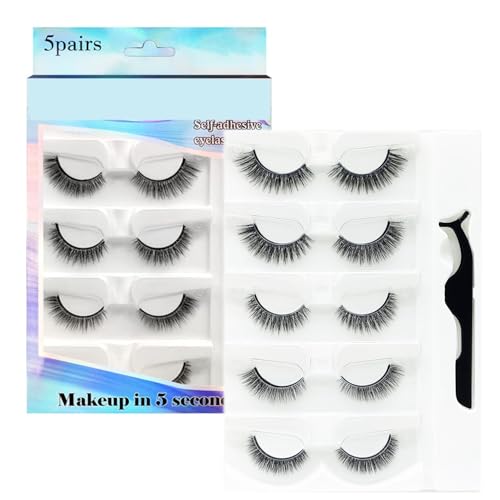 Reusable Self Adhesive Eyelashes No Glue or Eyeliner Needed, Easy To Apply, Stable/Non-slip False...