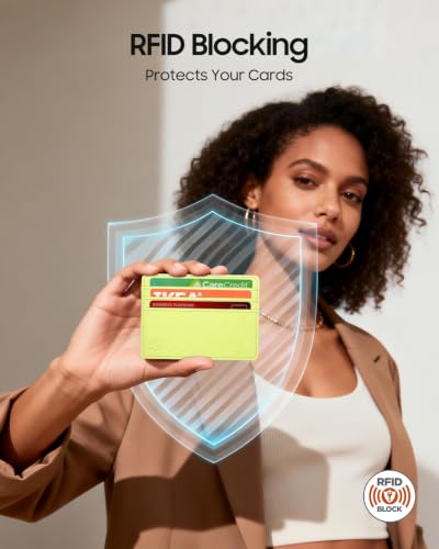 Image of FINTIE Slim Minimalist Front Pocket Wallet, RFID Blocking Credit Card Holder Card Cases with ID Window for Men Women (Citrus)