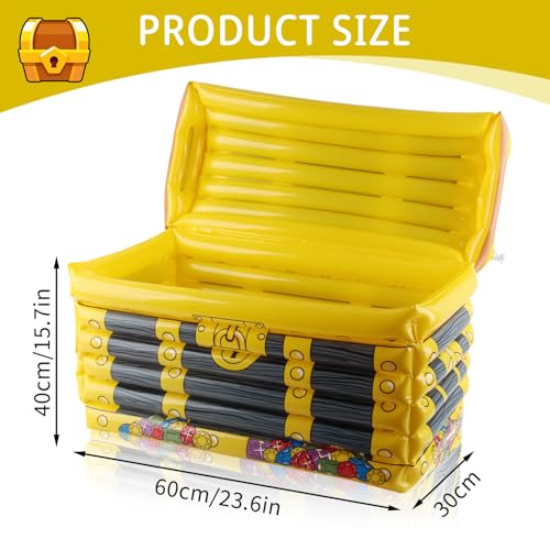 dellyy aufblasbare palme, poolbar aufblasbar, schatztruhe groß aufblasbar, aufblasbare palme getränkekühler, schwimmende bar für pool, für Dekoration von Sommer-Strand Pool-Gartenpartys(Schatzkiste)