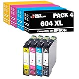 Pulpo Cartucho - Pack 4 Cartuchos de Tinta 604 XL Compatible con Epson 604XL - Para Expression Home XP-2200, XP-2205, XP-3200, XP-3205, XP-4200 / WorkForce WF-2910DWF, WF-2930DWF, WF-2935DWF, WF-2950D