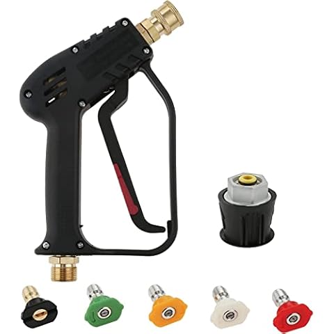 YUET High Pressure Washer Gun Handle with 5 Water Nozzle Tip,Water Wash Cleaner for Car Cleaning Kit(M22 14MM Fitting Hose Connector & 1/4" Karcher Kärcher Quick Connector) Power Wand 4350 PSI Cover
