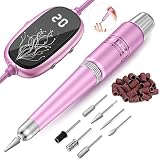Gefaxi Electric Nail Drill, Portable USB Efile Nail Drill Kit Professional with LED Speed Display an