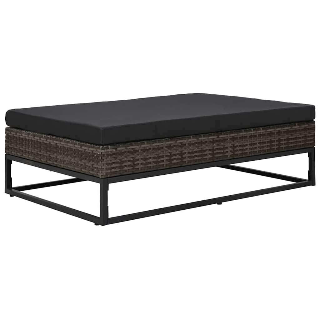 Set di 5 divani da giardino con cuscini, in polyrattan, grigio