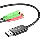 DuKabel 25cm USB 3.5ｍｍイヤホン+3極(TRS)マイク変換アダプタ usb マイク 変換 USB 外付け サウンドカード ヘッドセット 変換 USB オーディオ 変換アダプタ Windows/Mac OS/PS4/PS5/Linux等対応（PS3 XBOXoneには対応不可です）
