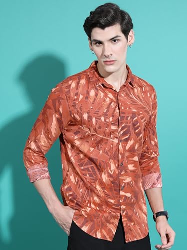 Image of KETCH Men's Cotton Slim Fit Printed Full Sleeve Shirt