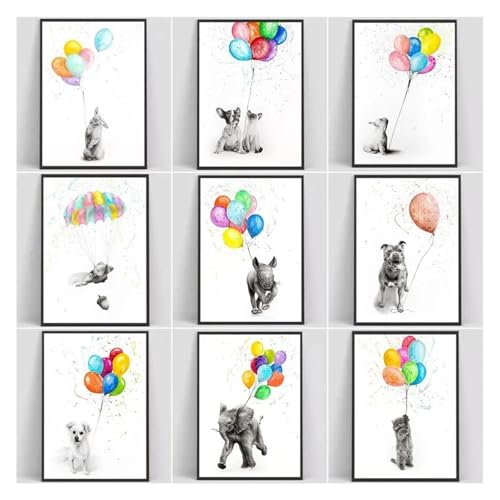 Cuadro sobre lienzo infantil XENITE de 40x60cm con estampado de animales abstractos 3