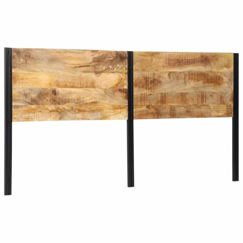 Tête de lit 200 cm VidaXL en bois massif de manguier et fer, panneau de tête de lit double, sur pied