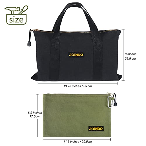Joindo Canvas Tool Bag, Tool Pouch With Handle, Heavy Duty Tool Bag With Zipper, Multipurpose Tool Organizer Pouch With Durable Carabiner, 2 Pack #TOP1