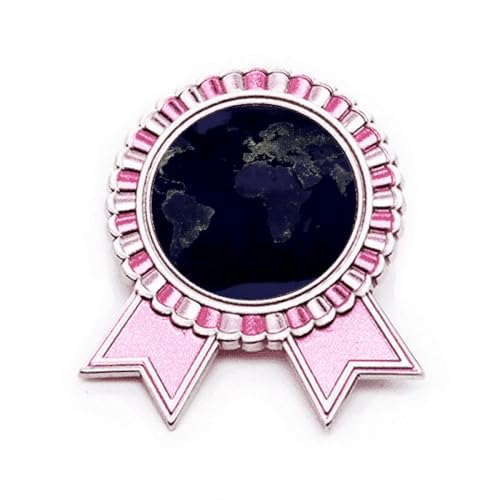 Broche carte aérienne mystère planète terre métal rose médaille taille M