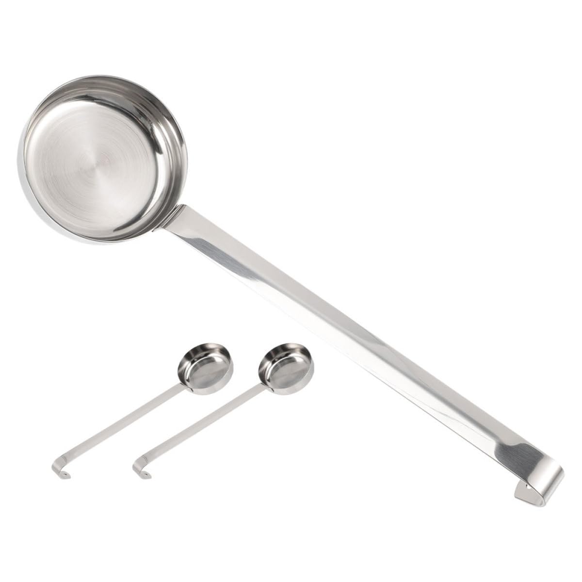 Cucharón de Mango Largo de Acero Inoxidable Plata, 3 Piezas