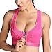 SYROKAN Women's High Impact Front Zipper Racerback Full Support Sports Bra Hot Pink 36C