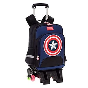 Kinderen Bagage Koffers Captain Preschool Rugzak Trolley Schooltas Wielen Rugzak Waterdicht Hand Trekstang Meisje Dagrugzak Student Outdoor Satchel,B-One Size 6 Wheel