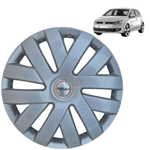 Image of PRIGAN Wheel Cover for Polo 15 Inch Silver Wheel Cap (Available in 15 Inch) (Set of 4 Pcs) (Press Fitting) Model- Polo Silver-15