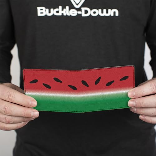 Buckle-Down Men's PU Bifold Wallet-Watermelon Stripe Red/Green/Black, Multicolor, 4.0" x 3.5"4