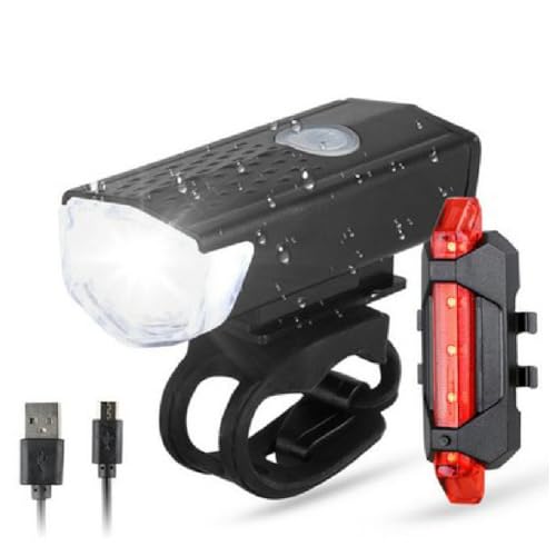 Uneeruiqy USB Rechargeable Bike Light Set, Bicycle Front Headlight and Back Taillight, Waterproof Safety Bike Front & Rear Light for Road, Mountain, Night Riding