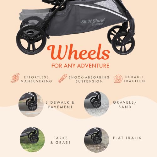 Baby Trend Sit N' Stand 5-in-1 Shopper Stroller with Canopy Visor, Magnolia - image 4