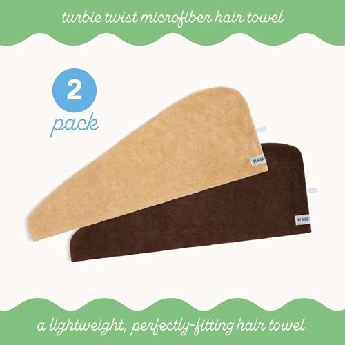 Image of Turbie Twist 2-Pack Microfiber Hair Towel for Beauty, Travel, Gifting - Hair Wrap Turban for Straight, Wavy & Curly Hair - Premium Personal Care - Tonal