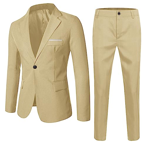 Niños Niño Bebé Niños Primavera Sólido Manga Larga Pantalones Abrigo Trajes 2PC Ropa, caqui, 16-17 años