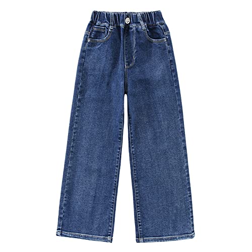 birbyrrly Girls Wide Leg Jeans Kids Baggy Elastic Waist Casual Denim Pants with Pockets2