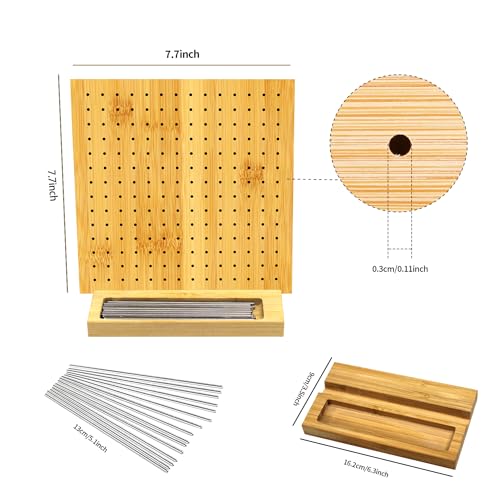 Image of LIVSMON Crochet Blocking Board with 10 Stainless Steel Pins, Large Base, Handcrafted Knitting Blocking Mat for Crochet and Granny Squares, Ideal Gift for Crocheters, 7.7Inch
