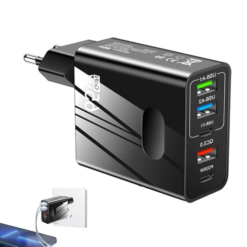 Bloque de cargador USB tipo C, bloque de carga rápida de 65 W para teléfono con 3 puertos USB y 2 puertos tipo C – Adaptador de corriente de viaje para tabletas, consolas de juegos y smartphones
